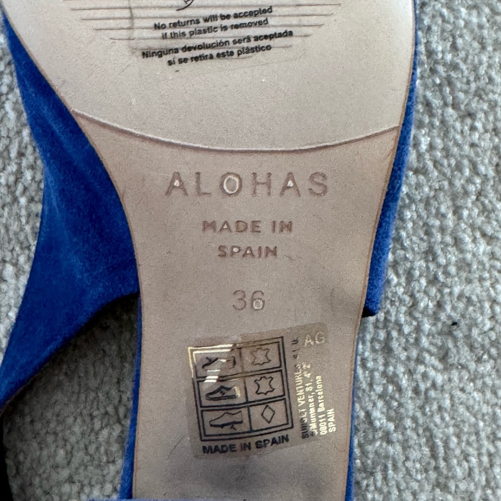 ALOHAS Blue Suede Heels - Picture 4 of 5